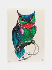 Белый временная переводная татуировка "Воины, птицы, черепа и др.",  21х15 см