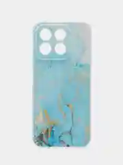 Светло-синий силиконовый чехол на Honor X8B / Хонор X8B прозрачный, с рисунком, защита камеры