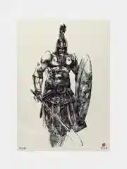 Серый временная переводная татуировка "Воины, птицы, черепа и др.",  21х15 см