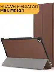 Коричневый чехол-книжка для планшета Huawei MediaPad M5 Lite 10.1 из экокожи КАРТОФАН, подставка