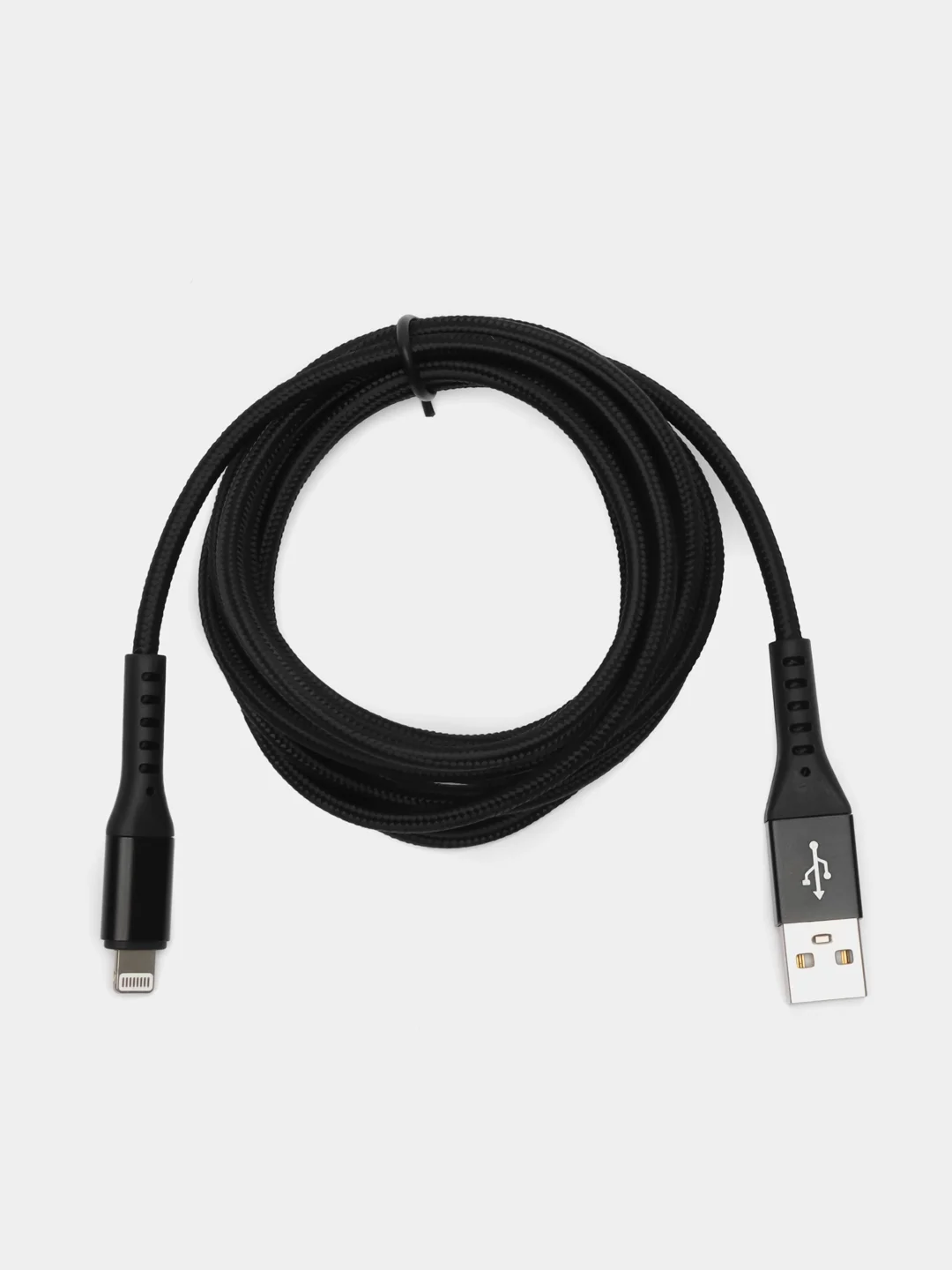Черный длинный плетённый зарядный кабель для iPhone, Xiaomi, Samsung, USB - lightning, type-c