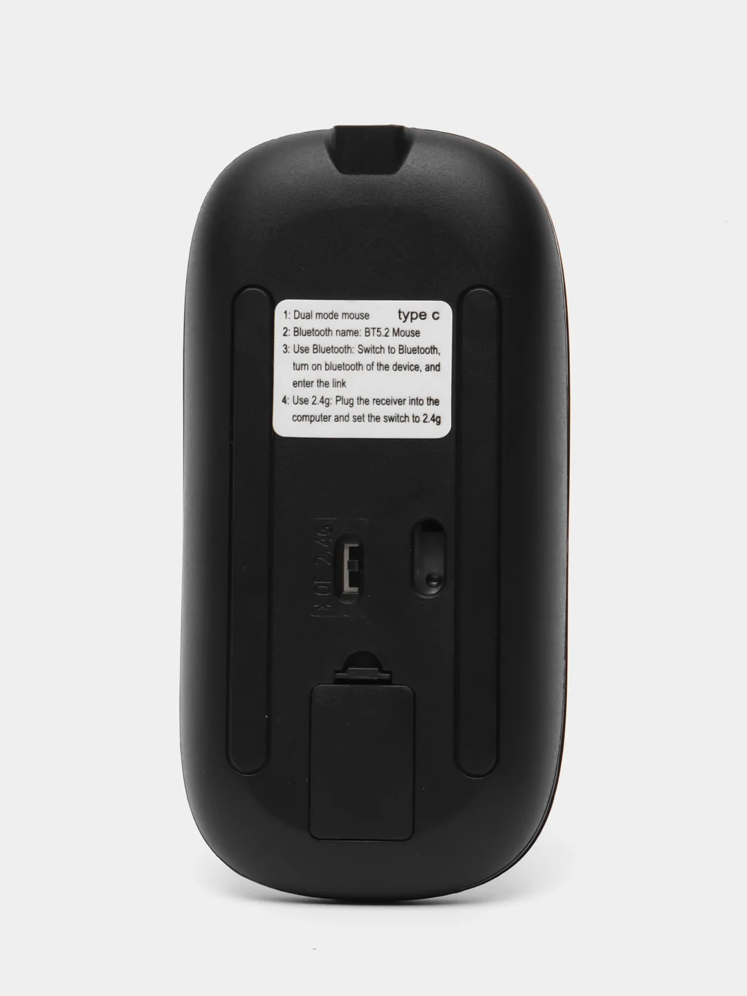 Черный бесшумная, аккумуляторная, беспроводная мышка с bluetooth, 2.4G и Soft-touch покрытием