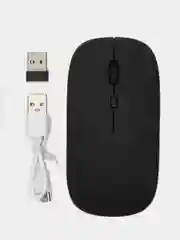 Черный бесшумная, аккумуляторная, беспроводная мышка с bluetooth, 2.4G и Soft-touch покрытием