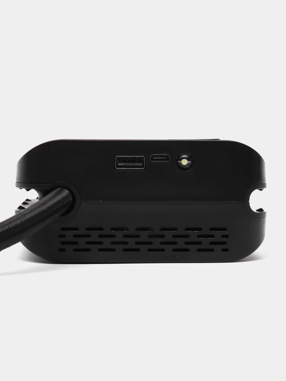 Черный аккумуляторный автокомпрессор с powerbank и фонариком, компрессор для автомобиля