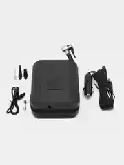 Черный аккумуляторный автокомпрессор с powerbank и фонариком, компрессор для автомобиля