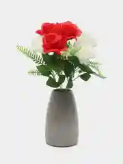 Алый искусственные цветы, букет из роз, двуцветные, высота 33 см