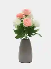Конфетный искусственные цветы, букет из роз, двуцветные, высота 33 см