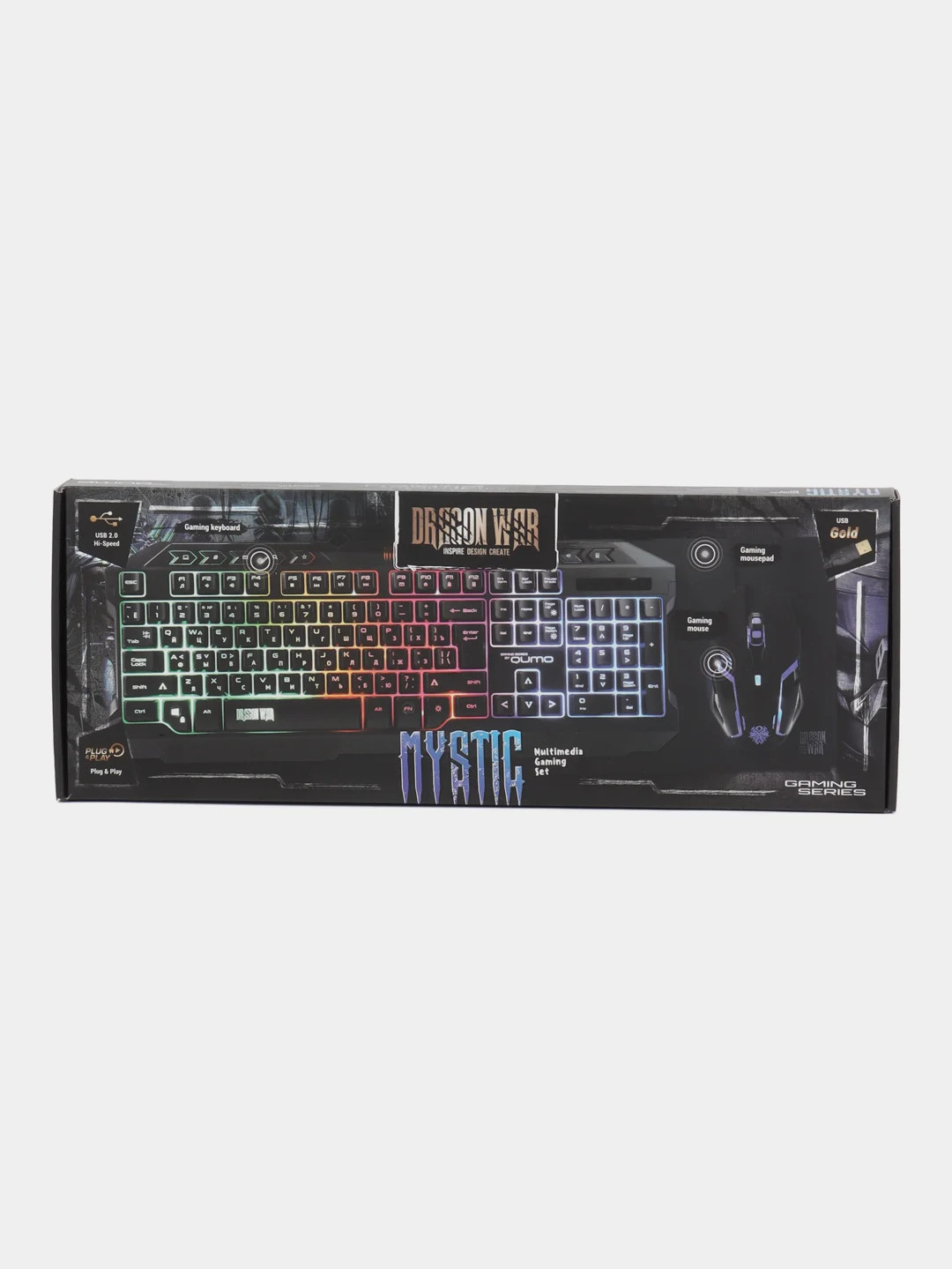 Комплект клавиатура+мышь+ковер Qumo Mystic K58/M76, проводная, мембран, 3200 dpi, USB