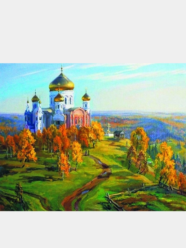 Алмазная мозаика "Белый храм", без подрамника, полная выкладка, 40 х 50 см