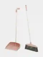 Розовый щётка для подметания пола, веник с совком, металлическая ручка
