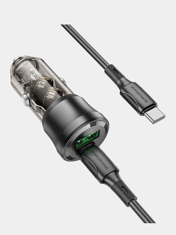 Автомобильное зарядное устройство 38W, 3.0A, QC 3.0, АЗУ + Type-C кабель, USB + Type-C PD