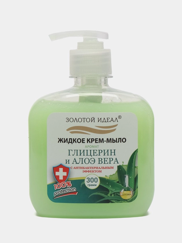 Жидкое мыло-крем для рук 300 г Золотой Идеал, с антибактериальным эффектом, дозатор 606412