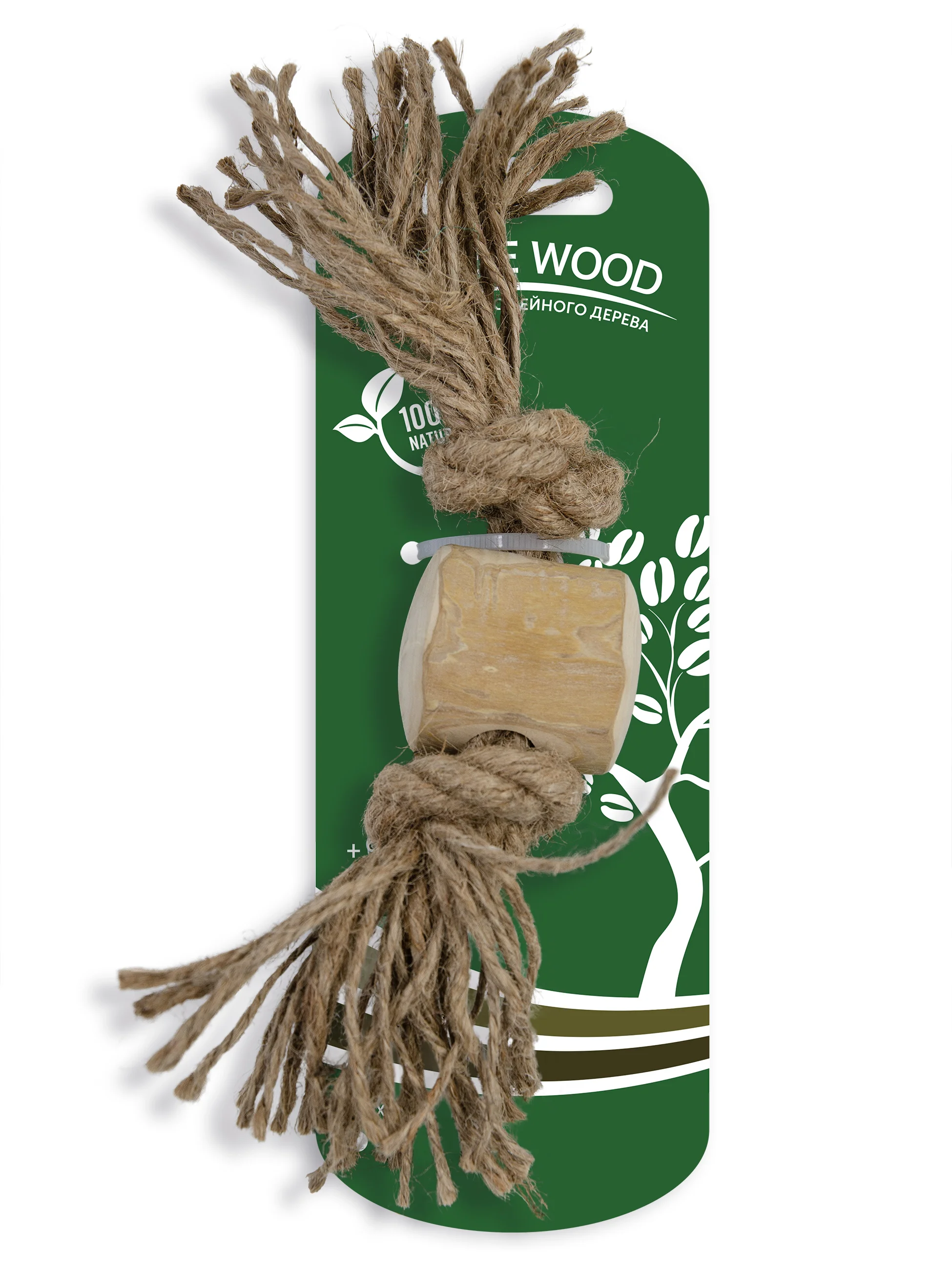 Игрушка для собак COFFEE WOOD "Бочонок на веревке", 20см, S (Вьетнам)