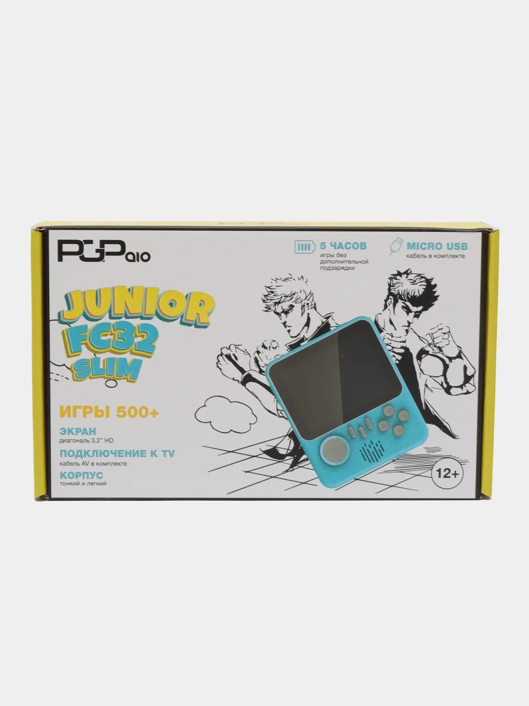 Игровая приставка PGP AIO Junior FC32a Slim, AV кабель, 8 бит, 500 игр, голубая