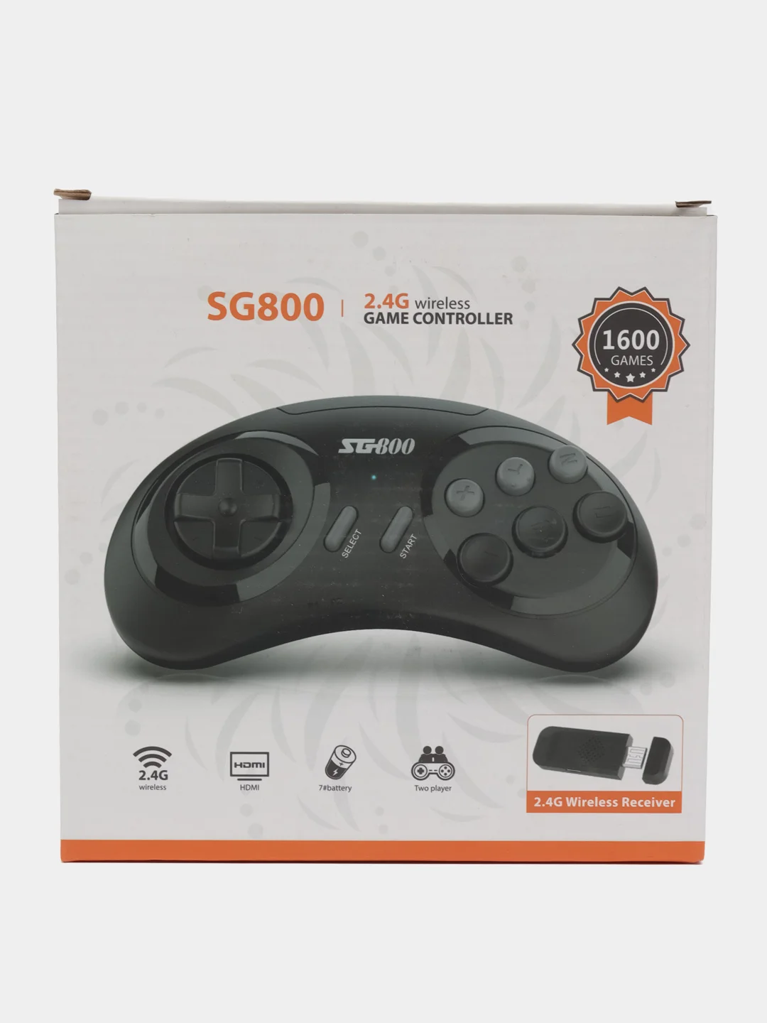 Игровая приставка SG800, 1600 игр, AV кабель, 2 беспроводны джойстика, чёрная