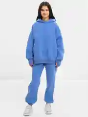 Голубой костюм двойка, женский