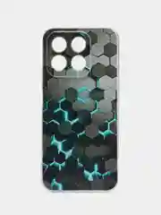 Бирюзовый силиконовый чехол на Honor X8B / Хонор X8B прозрачный, с рисунком, защита камеры