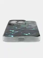 Бирюзовый чехол на Apple iPhone 15 Pro / Айфон 15 Про прозрачный, с рисунком, защита камеры