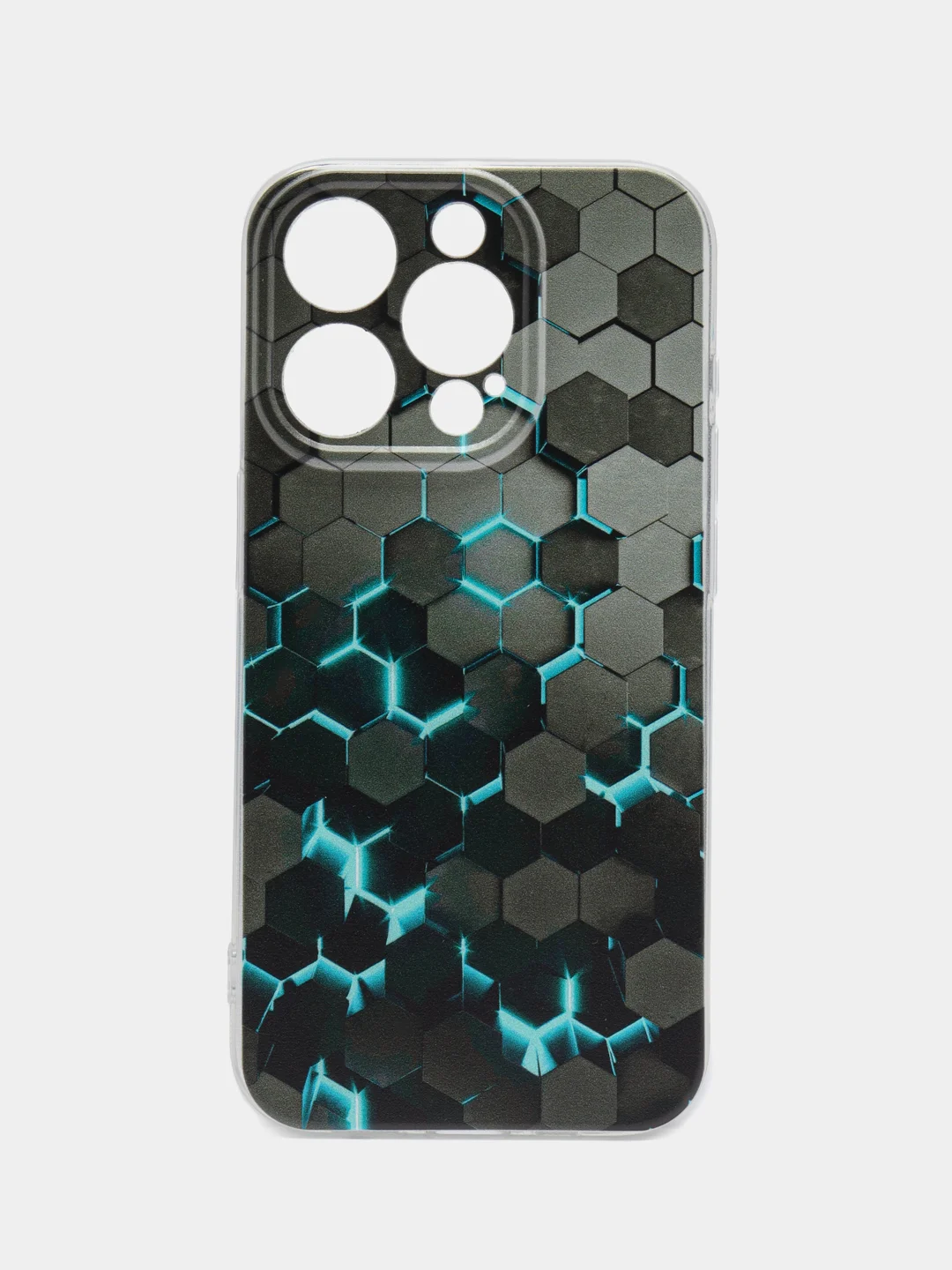 Бирюзовый чехол на Apple iPhone 15 Pro / Айфон 15 Про прозрачный, с рисунком, защита камеры