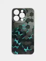 Бирюзовый чехол на Apple iPhone 15 Pro / Айфон 15 Про прозрачный, с рисунком, защита камеры