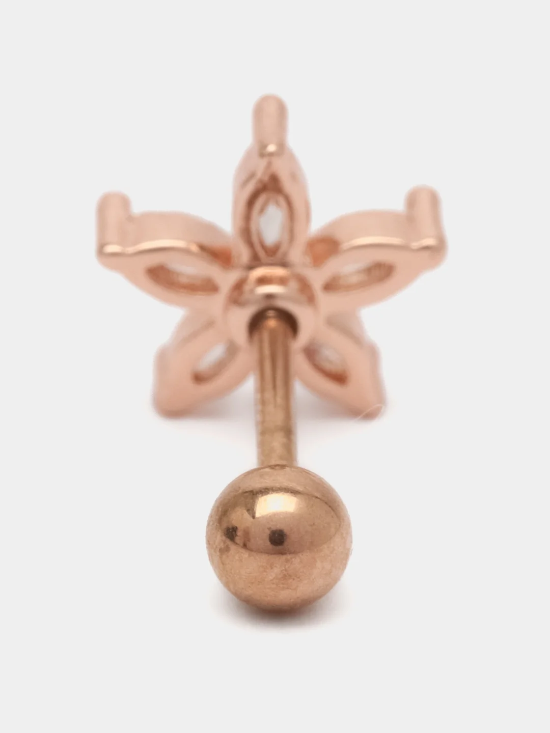 Алый микросерьга-пирсинг "Pink Gold" со стержнем из нержавеющей стали