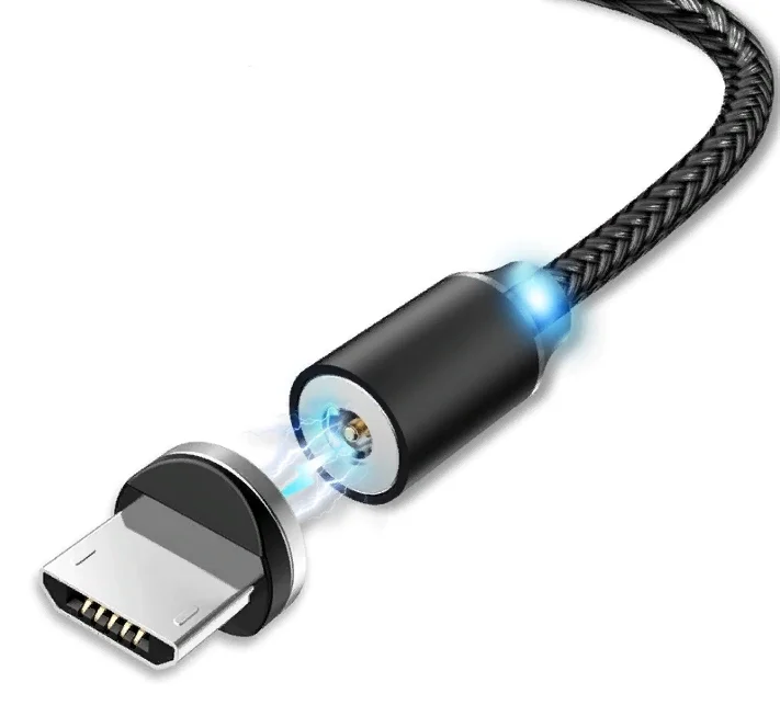 Золотой кабель магнитный USB - micro-USB, тканевая оплетка, длина 1 метр