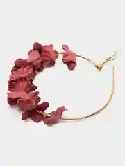 Серьги кольца с красными цветами