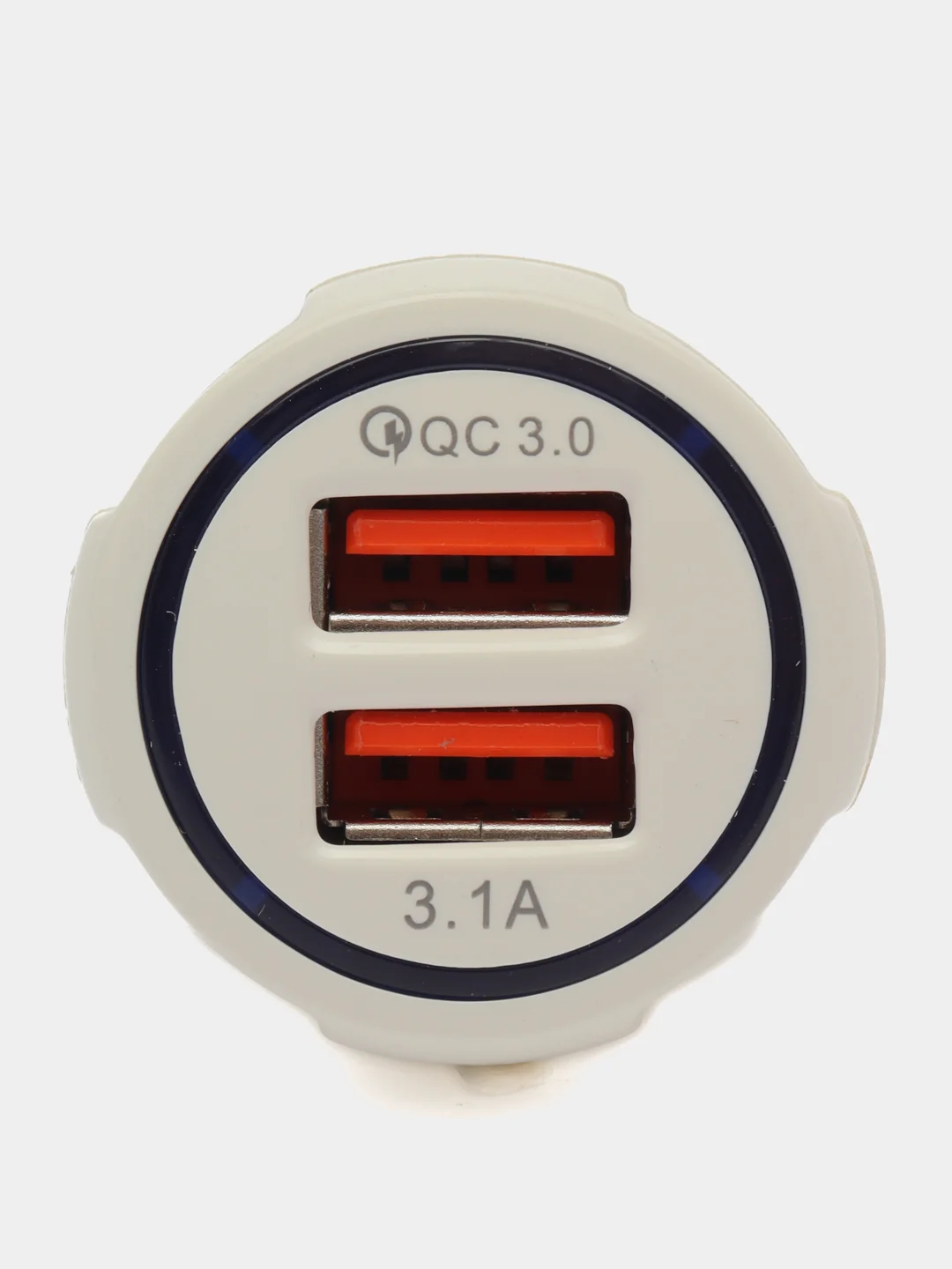 Белый автомобильное зарядное устройство 2 USB / зарядка в прикуриватель для телефона