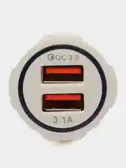 Белый автомобильное зарядное устройство 2 USB / зарядка в прикуриватель для телефона