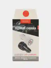 Белый автомобильное зарядное устройство 2 USB / зарядка в прикуриватель для телефона
