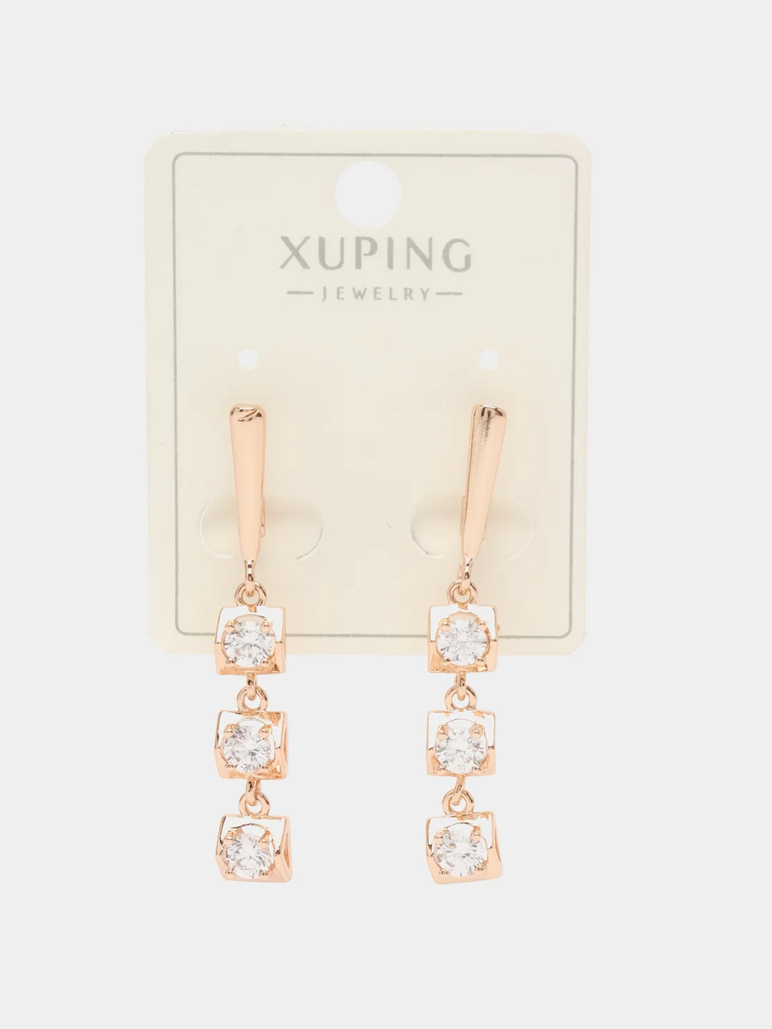 Золотой серьги подвески Xuping, английский замок, цвет золотой, женские