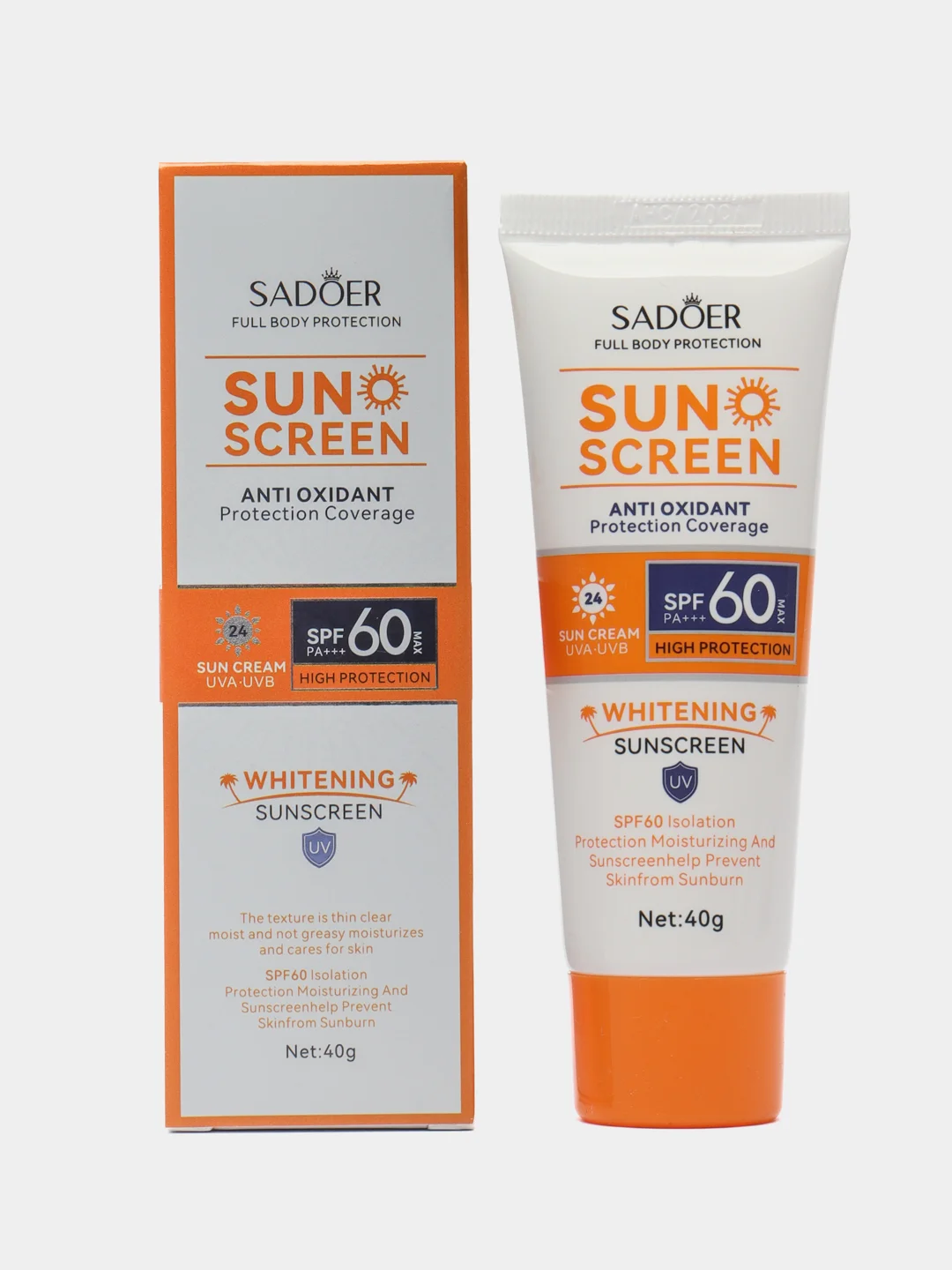 Оранжевый солнцезащитный крем от загара для лица и тела SPF50+, увлажняющий с коллагеном