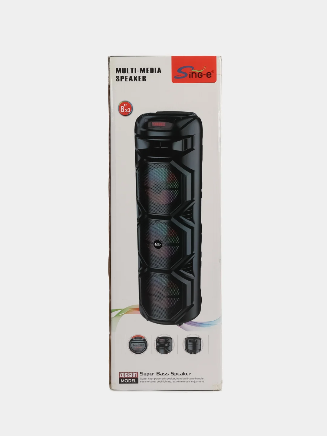 Хром колонка Bluetooth с LED-подсветкой ZQS 60Вт (USB/SD/AUX/FM) + микрофон/пульт