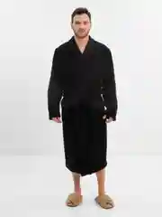 Черный халат махровый мужской, банный, домашний, 100% хлопок р.42-54