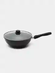 Сковородка ВОК 28 см со съемной ручкой с крышкой литая алюминиевая антипригарная