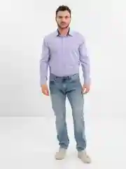 Сиреневый рубашка мужская с длинным рукавом, приталенная Slim Fit