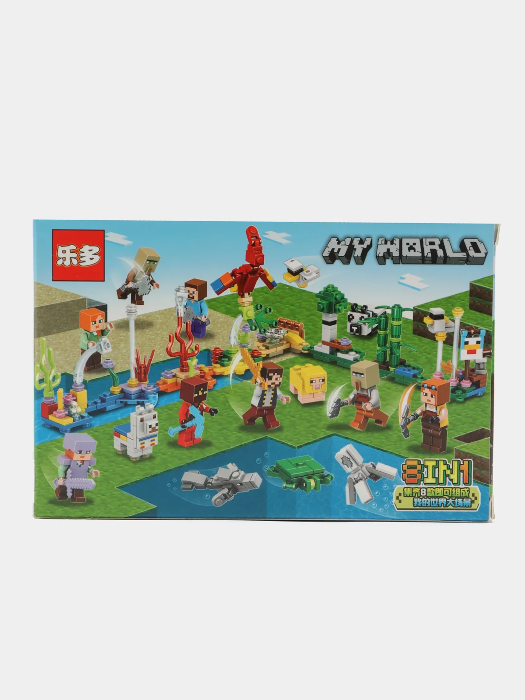 Голубой конструктор My World, детский, Minecraft