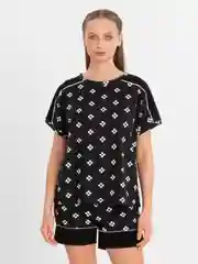 Черный костюм женский домашний с шортами и футболкой, из хлопка