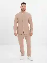Бежевый мужской муслиновый летний костюм