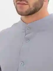 Синий меланж мужской муслиновый летний костюм