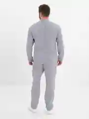 Синий меланж мужской муслиновый летний костюм