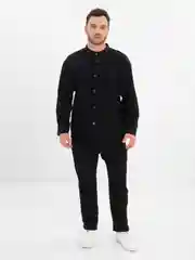 Черный мужской муслиновый летний костюм