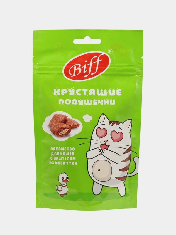 Хрустящие подушечки TiTBiT Biff для кошек, с паштетом из мяса утки, 60 г