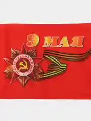 Алый флаг России / 9 мая, 14 х 21 см, шток 30 см, полиэфирный шёлк