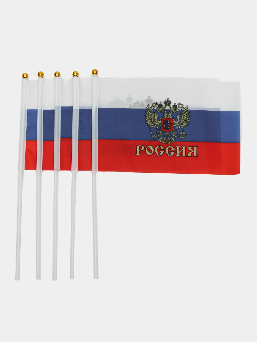 Голубой флаг России / 9 мая, 14 х 21 см, шток 30 см, полиэфирный шёлк