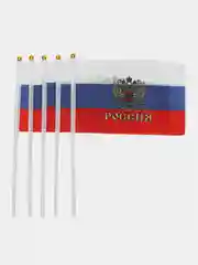 Голубой флаг России / 9 мая, 14 х 21 см, шток 30 см, полиэфирный шёлк