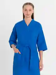 Синий халат вафельный, унисекс