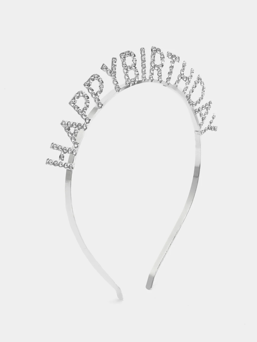 Серебряный ободок на день рождения с надписью Happy Birthday , Ободок для волос праздничный