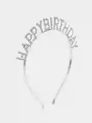 Серебряный ободок на день рождения с надписью Happy Birthday , Ободок для волос праздничный