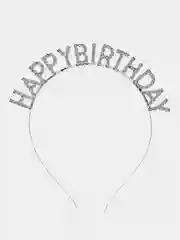 Серебряный ободок на день рождения с надписью Happy Birthday , Ободок для волос праздничный